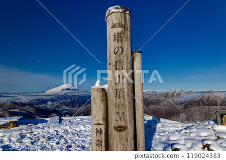 Mt. Fuji seen from the summit of Tanzawa and Tonotake in winter 119024383