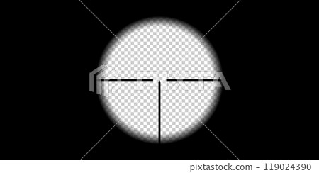 Gun viewfinder. Military sniper, hunting scope with crosshair, aim reticle. Aiming for target on sniper rifle, viewfinder optical crosshair. Vector template with transparent hole Gun viewfinder. Military sniper, hunting scope with crosshair, aim reticle. Aiming for target on sniper rifle, viewfinder optical crosshair. Vector template with transparent hole 119024390