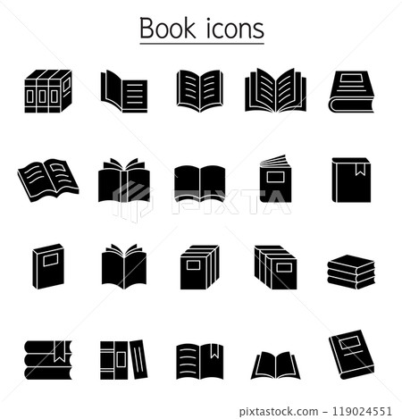 Book icon set in glyph style Book icon set in glyph style 119024551
