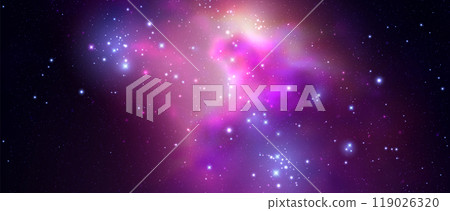 Space vector background with realistic nebula and shining stars. Magic colorful galaxy with stardust Space vector background with realistic nebula and shining stars. Magic colorful galaxy with stardust 119026320