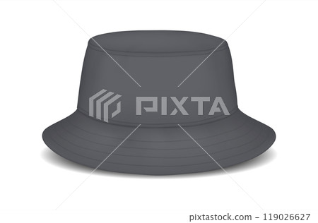 Black bucket hat mockup realistic vector illustration 119026627