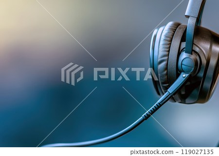 High quality call center earphone with sleek design, perfect for clear communication and comfort during long hours of use. Ideal for professional environments 119027135