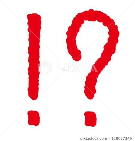 Handwritten red exclamation question mark question mark 119027349