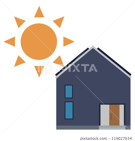 Illustration of a solar power generation system using solar panels Illustration of a solar power generation system using solar panels 119027634