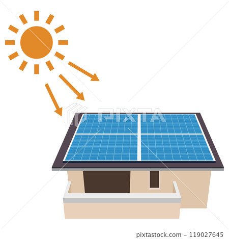 使用太陽能板的太陽能發電系統圖示 119027645