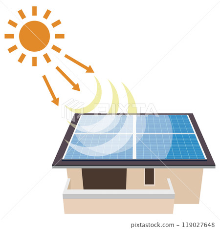 使用太陽能板的太陽能發電系統圖示 使用太陽能板的太陽能發電系統圖示 119027648