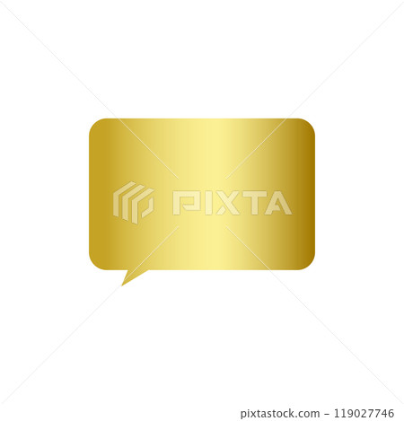 Simple gold rectangular speech bubble_no main line_left facing single item Simple gold rectangular speech bubble_no main line_left facing single item 119027746
