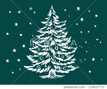 Christmas tree hand drawn illustration	 119027753