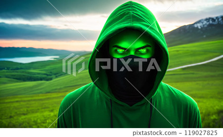 黃昏時分,蒙面駭客穿過小鎮 黃昏時分,蒙面駭客穿過小鎮 119027825