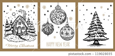 christmas, tree, card 119028035