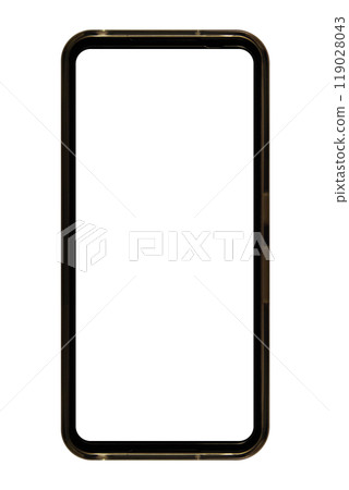 A smartphone with a transparent cover seen from the front (white background, white area of the main screen aspect ratio 20:9) 119028043