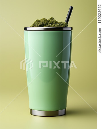 Tumbler mockup green drink travel promotion brand company 119028662