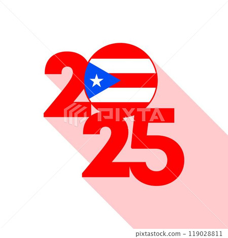 2025 banner with Puerto Rico flag inside. Vector illustration. 119028811