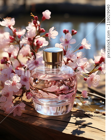 Perfumed bottle mockup luxury romantic scent woman glass gift 119029040