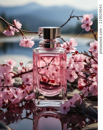 Perfumed bottle mockup luxury romantic scent woman glass gift 119029041