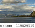 Panoramic view from the Atlantic of the Norwegian coast near Alesund. 119029315