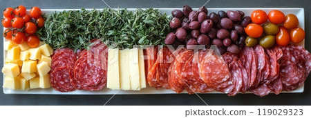 Variety of Appetizers including Antipasti, Charcuterie, Cheese, Tomato Variety of Appetizers including Antipasti, Charcuterie, Cheese, Tomato 119029323