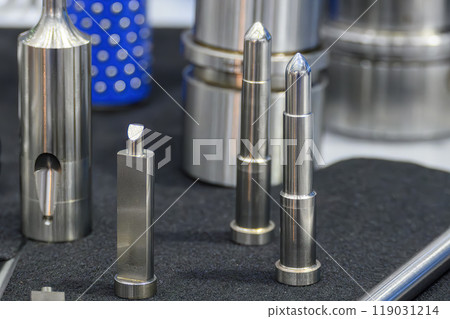 Close up scene the press die and injection mold standard parts. 119031214