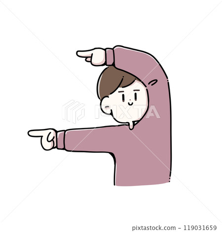 一個人雙手指向左邊 119031659