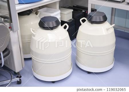 Liquid nitrogen tank in the incubation room 119032065