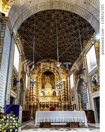 Nazare, Portugal - Mar 08, 2024: Interior of the famous Santuario de Nossa Senhora da Nazare in Portugal Nazare, Portugal - Mar 08, 2024: Interior of the famous Santuario de Nossa Senhora da Nazare in Portugal 119032165