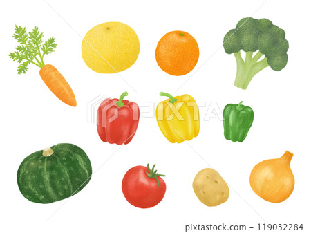 各種蔬菜水果手繪插圖集 119032284