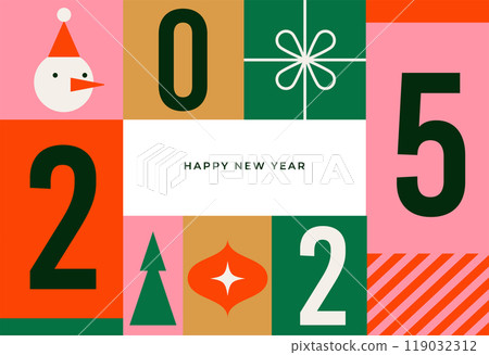 Merry Christmas and Happy New Year modern abstract minimalist geometric style. Christmas colorful 119032312