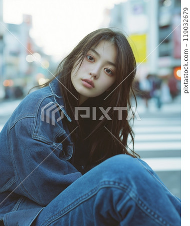 AI-generated images of women in stylish autumn/winter fashion 119032679