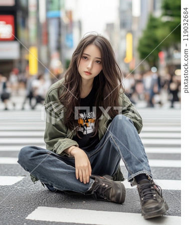 AI-generated images of women in stylish autumn/winter fashion 119032684