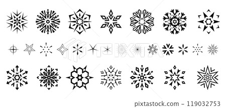 Snowflakes icon collection. Graphic modern black and white ornament. 119032753