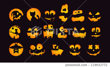 halloween theme various faces in big set 119032772