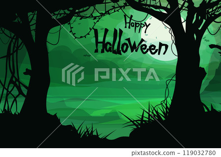 halloween full moon night in green colors 119032780