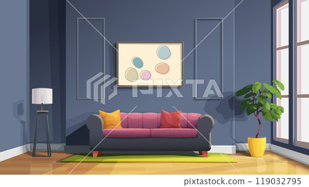 a modern classic interior dark living room 119032795
