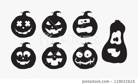 a black halloween pumpkin silhouettes in set 119032828