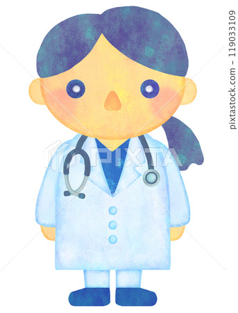 Illustration of a female doctor, full body Illustration of a female doctor, full body 119033109
