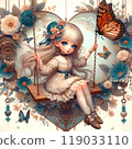 A girl riding a swing 119033110