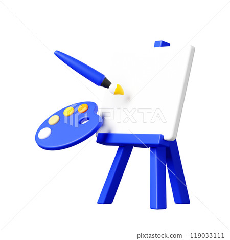 3DCG | Painting on a canvas with paint and brushes 119033111