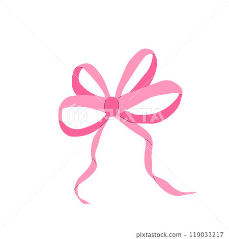 Whimsical bow isolated on white background. Vector hand flat drawn illustration 119033217