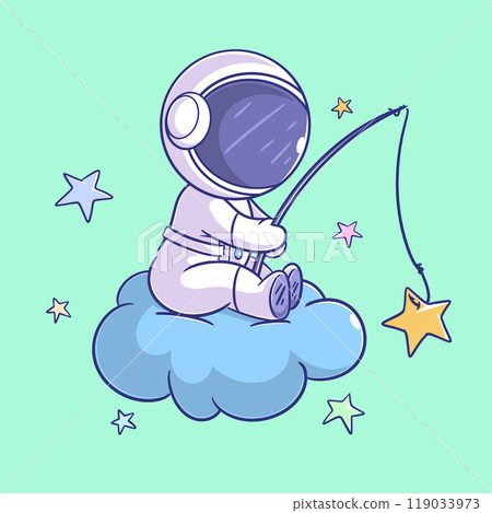 Astronauts are in the clouds fishing 119033973