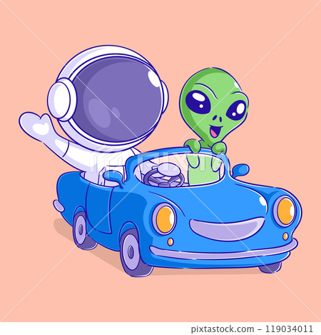 Astronaut is driving a car with friends Astronaut is driving a car with friends 119034011