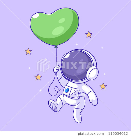 Astronaut is flying with balloon 119034012