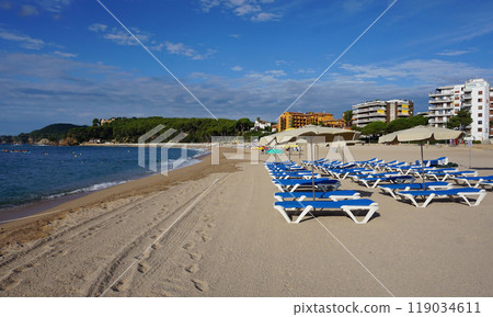 Fenals beach in Lloret de Mar in the Costa Brava, Catalonia, Spain 119034611