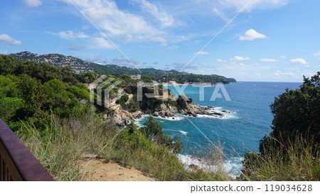 View of the sea coast in Lloret de Mar, Costa Brava, Catalonia, Spain. View of the sea coast in Lloret de Mar, Costa Brava, Catalonia, Spain. 119034628