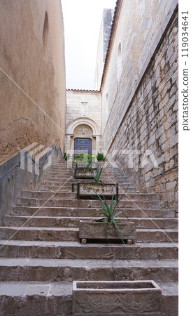 Historical facade of building at Figueres city hall in Catalonia 119034641