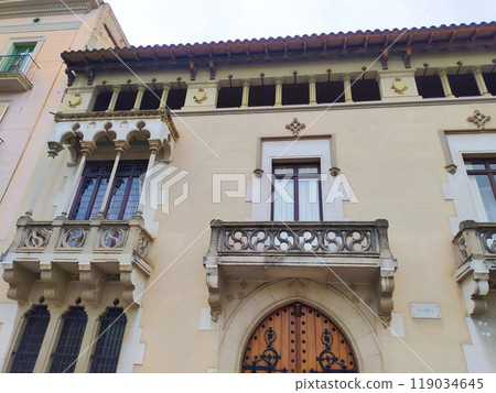 Historical facade of building at Figueres city hall in Catalonia 119034645