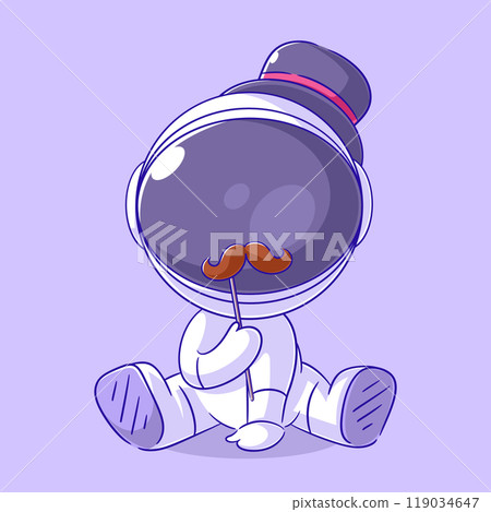 The astronaut is wearing a fake hat and mustache The astronaut is wearing a fake hat and mustache 119034647