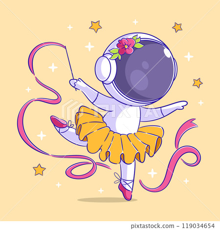 Astronauts are dancing with the ribbon 119034654