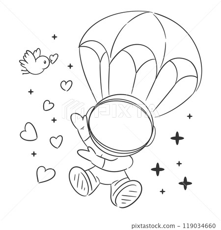 Astronaut is skydiving and spreading love for coloring 119034660