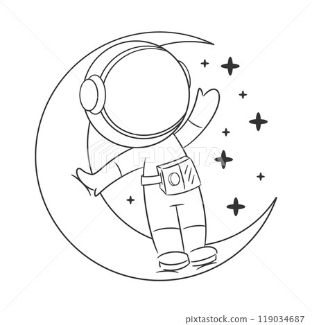 Astronauts are standing relaxed on the moon for coloring 119034687