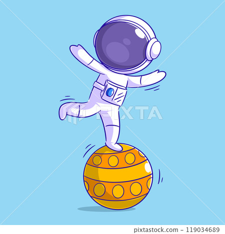 Astronaut is standing on a circus ball Astronaut is standing on a circus ball 119034689